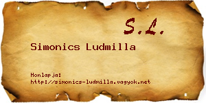 Simonics Ludmilla névjegykártya